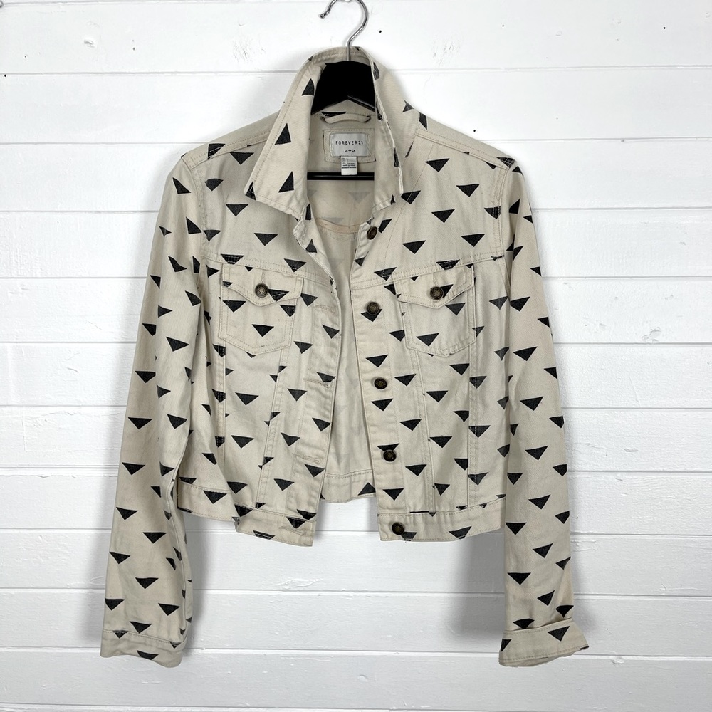 Vintage Forever 21 Cropped Denim Triangles Jacket